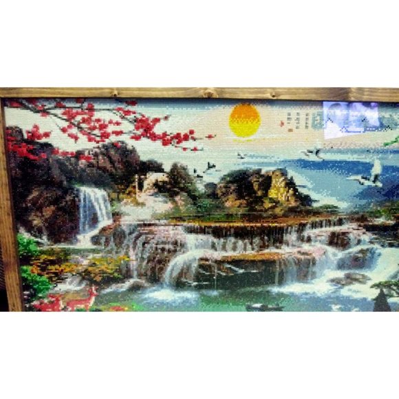 Beautiful Beaded Painting with Frame Hand Made Wall Art work, bead- on fabric - Picture 2 of 10